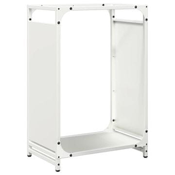 Vidaxl Stojalo za drva belo 44x28x65 cm hladno valjano jeklo