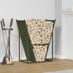 shumee vidaXL Stojalo za drva olivno zelena 69,5x35x81cm hladno valjano jeklo