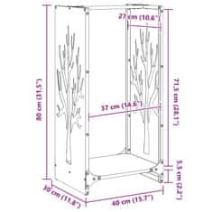 Vidaxl Stojalo za drva 40x30x80 cm vremensko odporno jeklo