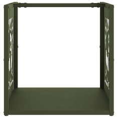 Vidaxl Stojalo za drva olivno zelena 40x40x40 cm hladno valjano jeklo