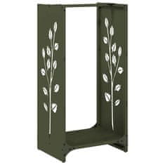 Vidaxl Stojalo za drva olivno zelena 40x30x80 cm hladno valjano jeklo