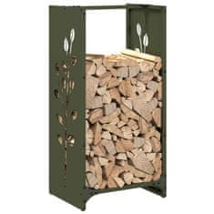 Vidaxl Stojalo za drva olivno zelena 40x30x80 cm hladno valjano jeklo