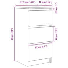 Vidaxl Komoda črni hrast 37,5x35x76 cm inženirski les