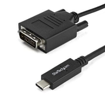 DELL StarTech.com 2m USB-C na DVI kabel - 1920 x 1200 - Črn, Plug and Play, visoka kakovost prenosa slik