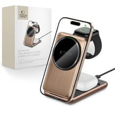 Tech-protect A42 3in1 MagSafe brezžični polnilnik za mobitel / Apple Watch / AirPods 15W, zlato