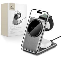 Tech-protect A42 3in1 MagSafe brezžični polnilnik za mobitel / Apple Watch / AirPods 15W, siva