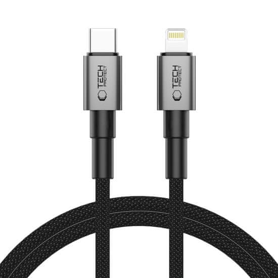 Tech-protect Ultraboost DNA kabel USB-C / Lightning PD 27W / 3A 1m, siva