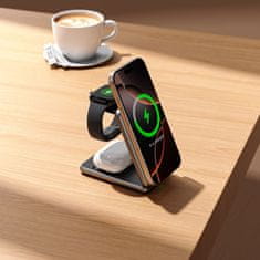 Tech-protect A42 3in1 MagSafe brezžični polnilnik za mobitel / Apple Watch / AirPods 15W, zlato