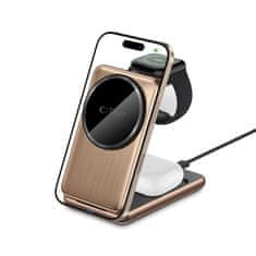 Tech-protect A42 3in1 MagSafe brezžični polnilnik za mobitel / Apple Watch / AirPods 15W, zlato
