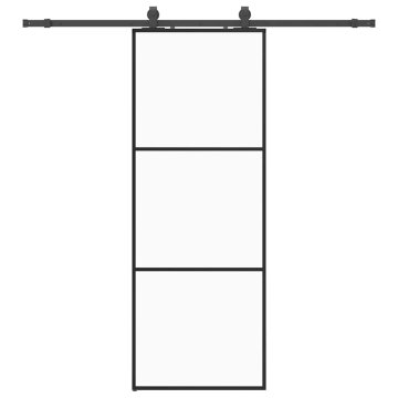Vidaxl Drsna vrata z opremo črna 76x205 cm ESG steklo