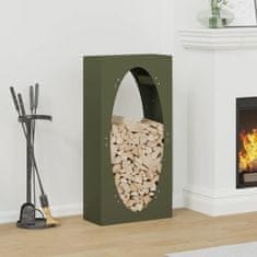 shumee vidaXL Stojalo za drva olivno zelena 50x23x100 cm hladno valjano jeklo