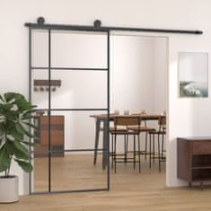 Vidaxl Drsna vrata ESG steklo in aluminij 102,5x205 cm črna