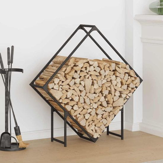 shumee vidaXL Stojalo za drva črno 100x25x100 cm Hladno valjano jeklo
