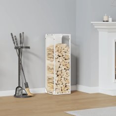 Vidaxl Stojalo za drva White 25x25x80 cm Hladno valjano jeklo