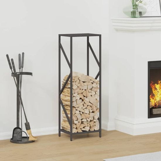 shumee vidaXL Stojalo za drva črno 34x25x100 cm Hladno valjano jeklo