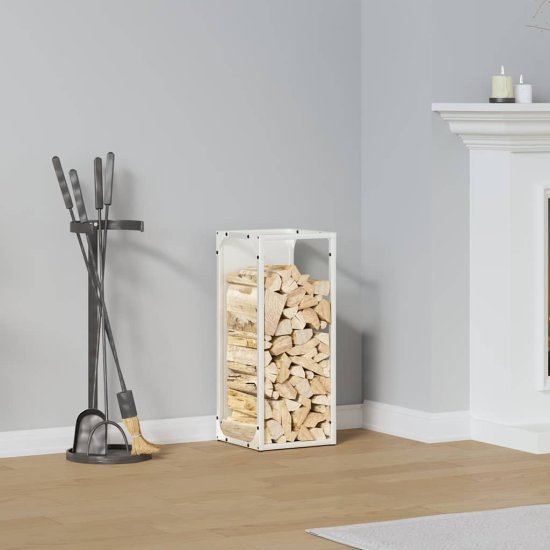 shumee vidaXL Stojalo za drva White 25x25x60 cm Hladno valjano jeklo