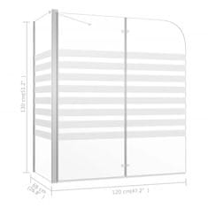 Vidaxl Tuš stena za kopalno kad 120x68x130 cm kaljeno steklo s črtami