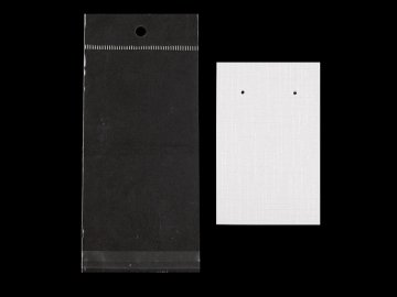 Kartica za uhane z vrečko z evrozaponko 5x8 cm - beli biser (20 kompletov)