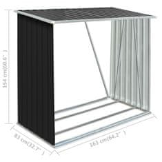 Vidaxl Vrtna lopa za drva pocinkano jeklo 163x83x154 cm antracitna