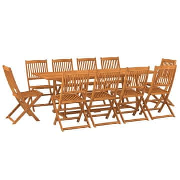 Vidaxl Vrtna jedilna garnitura 11-delna 220x90x75cm trden akacijev les