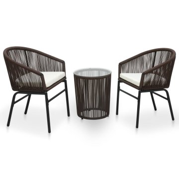 Vidaxl Bistro garnitura z blazinami 3-delna PVC ratan