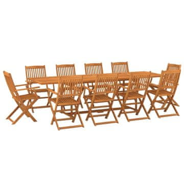 Vidaxl Vrtna jedilna garnitura 11-delna 280x90x75cm trden akacijev les