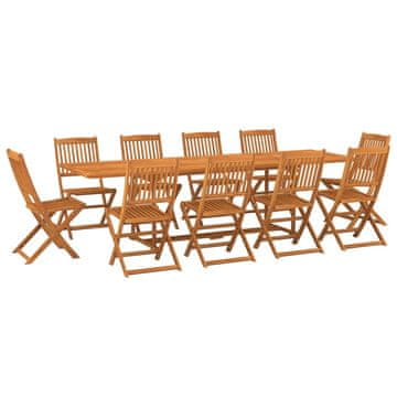 Vidaxl Vrtna jedilna garnitura 11-delna 280x90x75cm trden akacijev les
