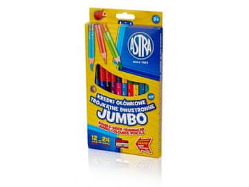Astra ASTRA Dvostranski trikotni svinčniki JUMBO 12 kosov/24barv + svinčnik, 312118001