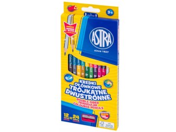 Astra Astra obojestranski trikotni barvni svinčniki 12 kosov/24 barv (zlata+srebrna), 312023901
