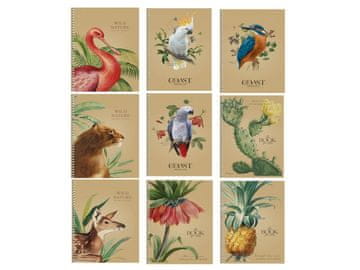 Astra Spiralni zvezek B6 "Divja narava", 80 listov, kvadraten, mešanica motivov, 107020035