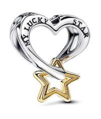 Pandora Dvobarvna perla Zvezdica za srečo in srce Moments 763513C00
