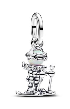 Pandora Srebrn obesek Smučar s sintetičnim opalom 793514C01