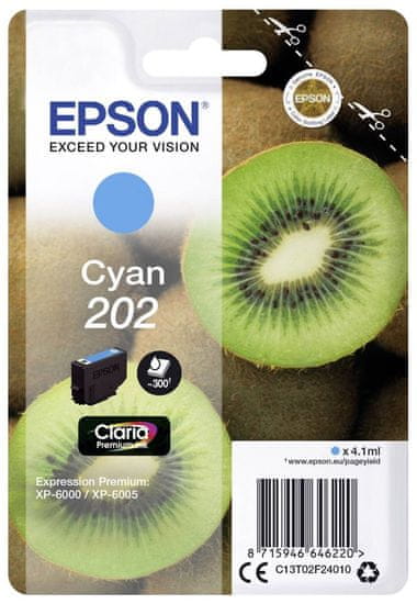 Epson Epsonova črnilna kartuša/ C13T02F24010/ 202 Claria Premium ax / Expression Premium XP-6000/ 4,1 ml/ cian