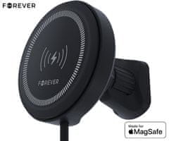Forever MACH-300 avto nosilec/polnilec, 2v1, 15W brezžično polnjenje, 360°, MagSafe, USB-C, črn