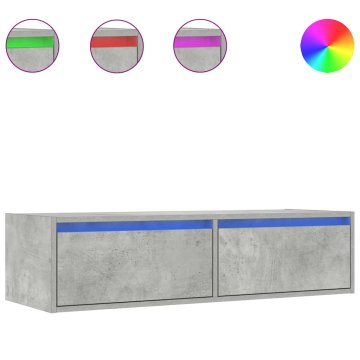 Vidaxl TV omarica z LED lučkami betonsko siva 100X35,5x25 cm