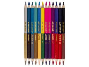 Astra ASTRINO Obojstranski okrogli svinčniki JUMBO 12 kosov/24barv + radirka, 312221003