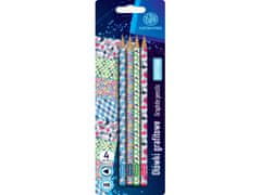 Astra 4 kosi - navaden svinčnik HB AstraPEN Pattern, blister, 206023014