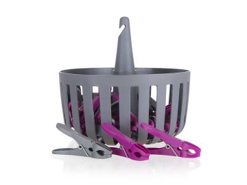 BRILANZ Plastični žebljički za oblačila (30 kosov) v plastični košarici - premer 18 cm