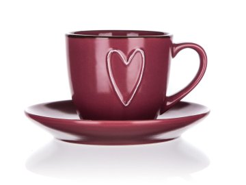 Banquet Skodelica + krožnik 260ml HEART BORDO keramika