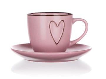 Banquet Skodelica + krožnik 260ml HEART ROSE keramika
