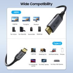 Tech-protect Ultraboost kabel USB-C / HDMI 2.0 4K 1.8m, črna