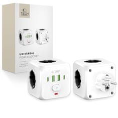 Tech-protect PCL3X4 vtičnica 2x USB / 2x USB-C / 3x električna vtičnica, bela