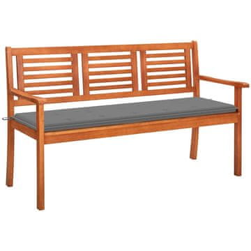 Vidaxl Vrtna klop za 3 osebe z blazino 150 cm trden evkaliptus