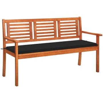 Vidaxl Vrtna klop za 3 osebe z blazino 150 cm trden evkaliptus