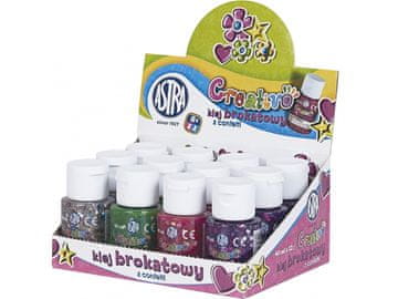 Astra CREATIVO Gliter lepilo s konfeti 40ml, mešanica barv, 332114002