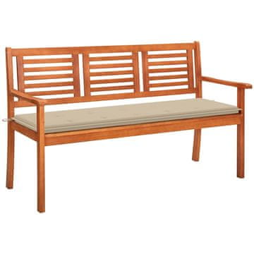 Vidaxl Vrtna klop za 3 osebe z blazino 150 cm trden evkaliptus