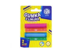 Astra ASTRA 2v1, radirka z ravnilom 5 cm, blister 2 kosa, mešanica barv, 425022006
