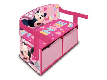 Arditex Otroško leseno pohištvo 3v1 MINNIE MOUSE (klop, škatla za igrače, miza), WD13980