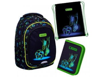 Astra Priročen komplet za šolarje Nogometna igra (ergonomski nahrbtnik, svinčnik s polnilom, torbica)