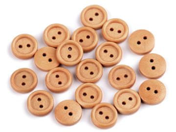 Leseni gumb z dvema luknjicama velikosti 20" - temno bež (20 kosov)